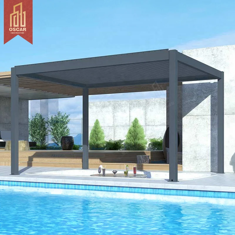 Aluminum Frame Waterproof Polycarbonate Sunshade Patio Awning Easy-to-Install Terrace Cover in Pergola Gazebo Pavilion Styles