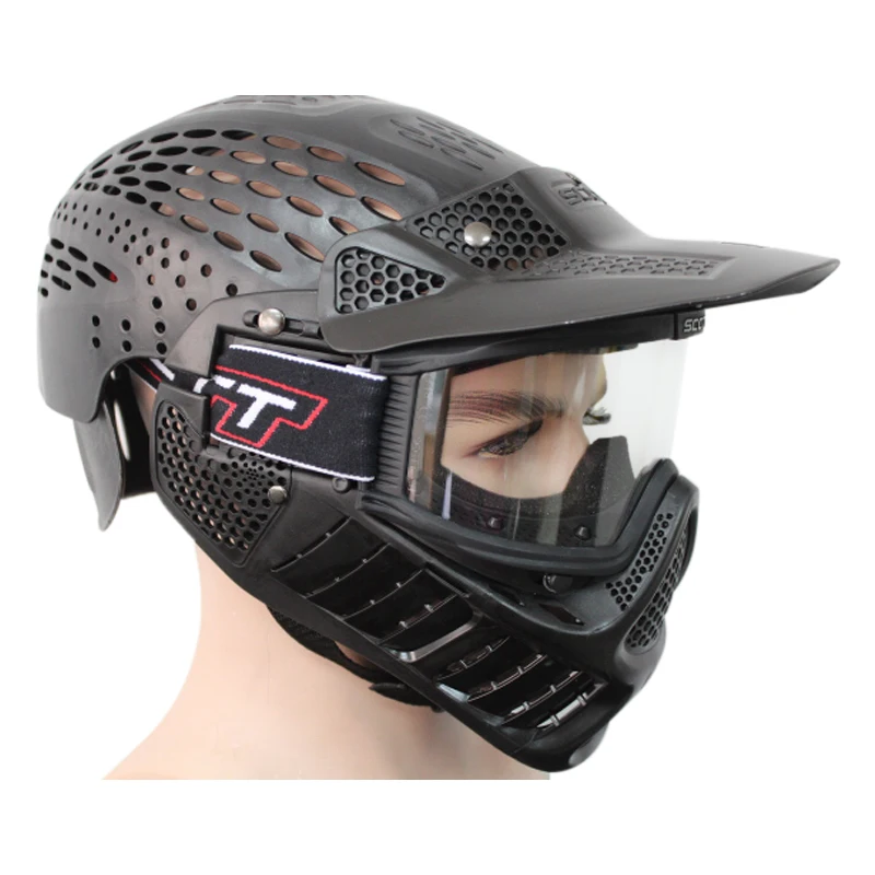 High Quality Full Coverage Paintball Helmet Mask with Dual or Single Lenses