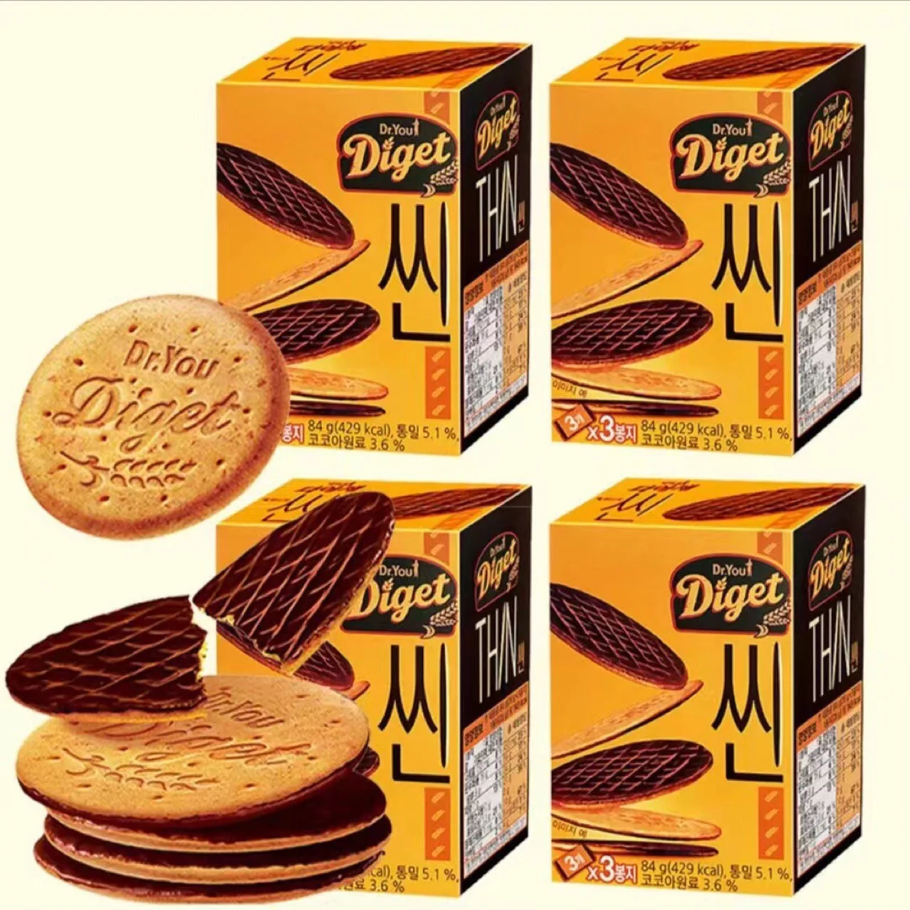 Wholesale Exotic Snack Cookies Korean Extremely Thin Chocolate Graham Cracker cookies biscuit 84g