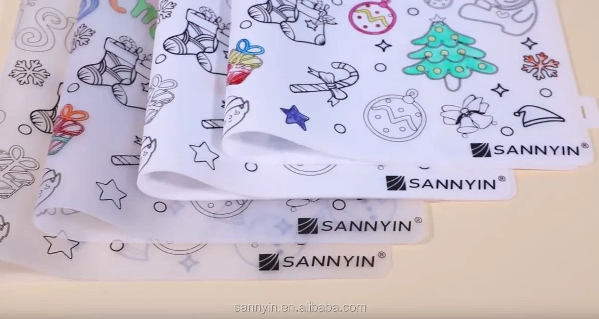 
Silicone Coloring Placemat Non slip soft foldable washable Drawing Mat For Kids 