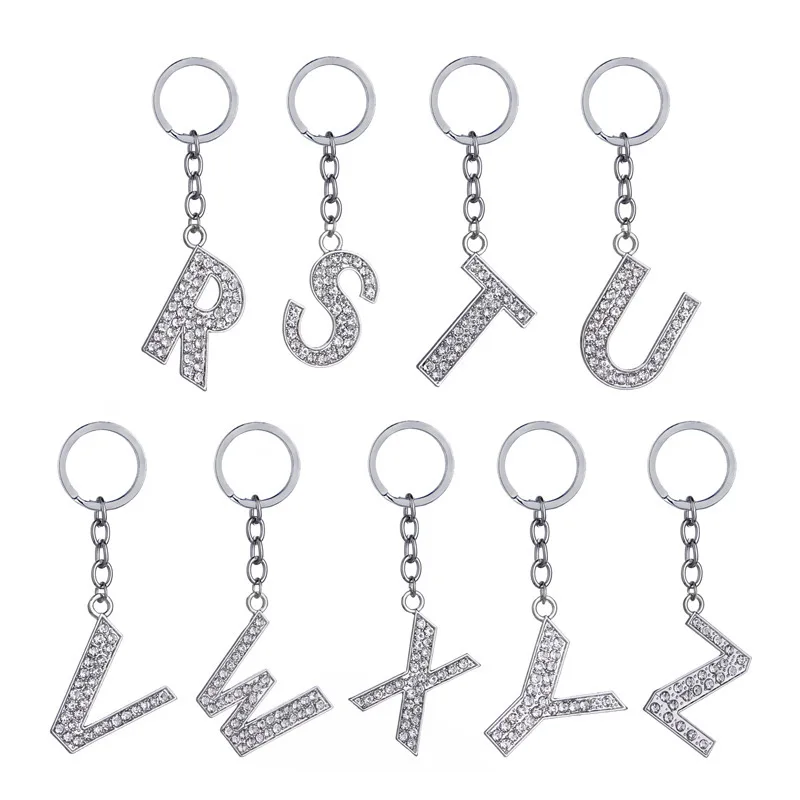 Rhinestone Alphabet Keyring Initial Letter Keychain