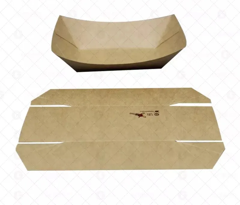 Food Boat Tray Brown Cardboard for Meat Serving Baking Cookie Food Ice Cream Churro Hotdog Paper Kraft Food Box Cupcake Boxes