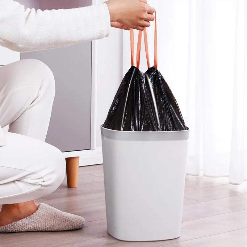 home cleaning Drawstring Trash Garbage Bags Household Usage Roll Rubbish Refuse Waste Bin Liners Bags with Draw String