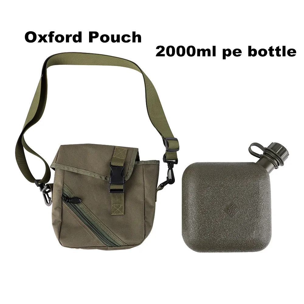 2L square shape field kettle customized camouflage drinking water bottle for  outdoor hiking climbing