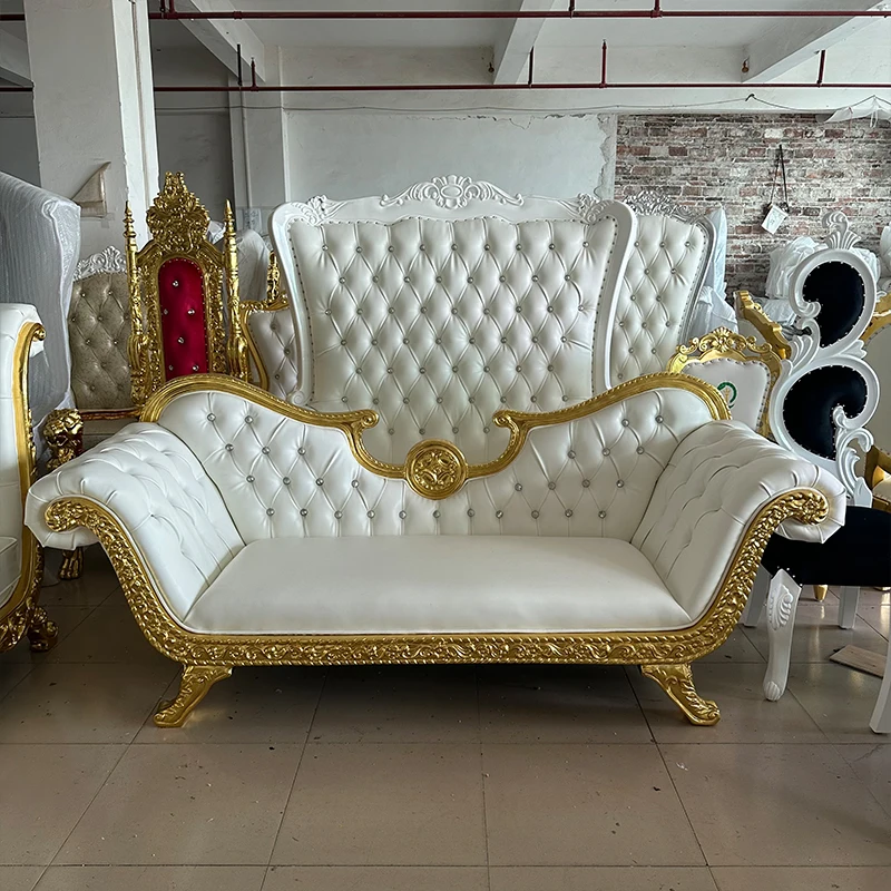 Latest Designed Luxury Party Furniture Gold Wedding Royal King Throne Chair Queen Sofa For Wedding