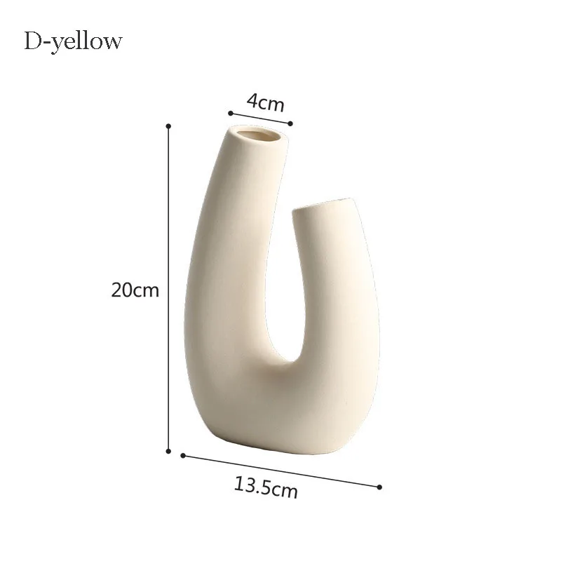 Modern Creative Art Plain Dry Flower Ceramic Vase For Porch Cabinet