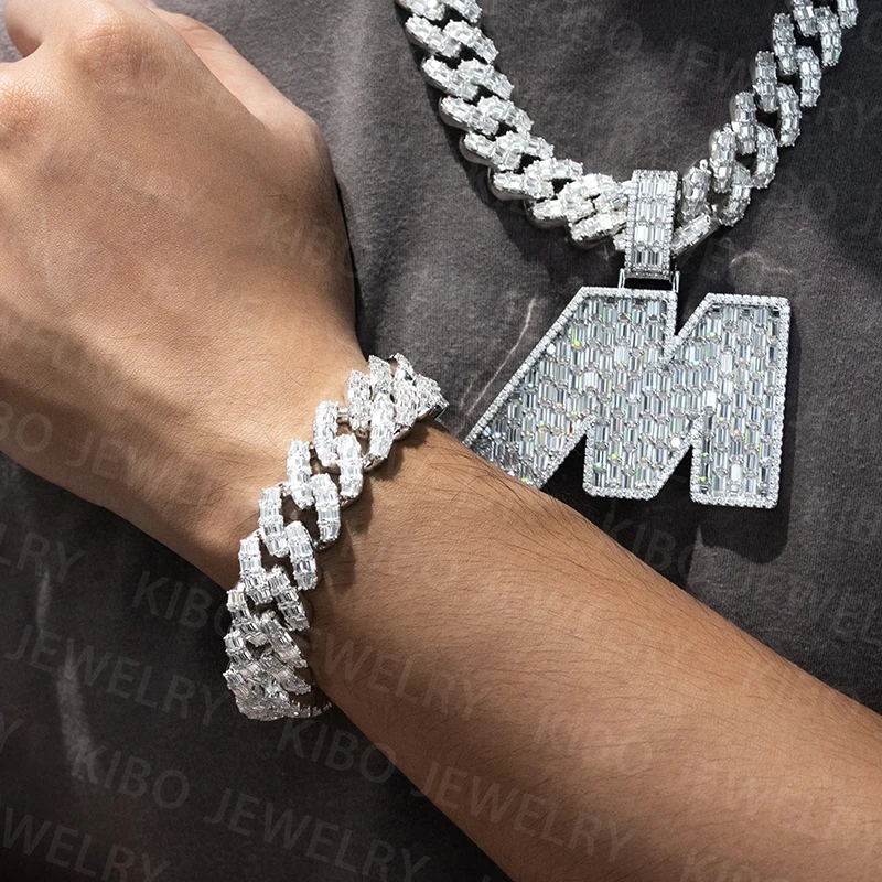 Emerald Cut VVS D Moissanite Pendant 925 Sterling Silver Custom Moissanite Pendant Necklace Pass Diamond Tester