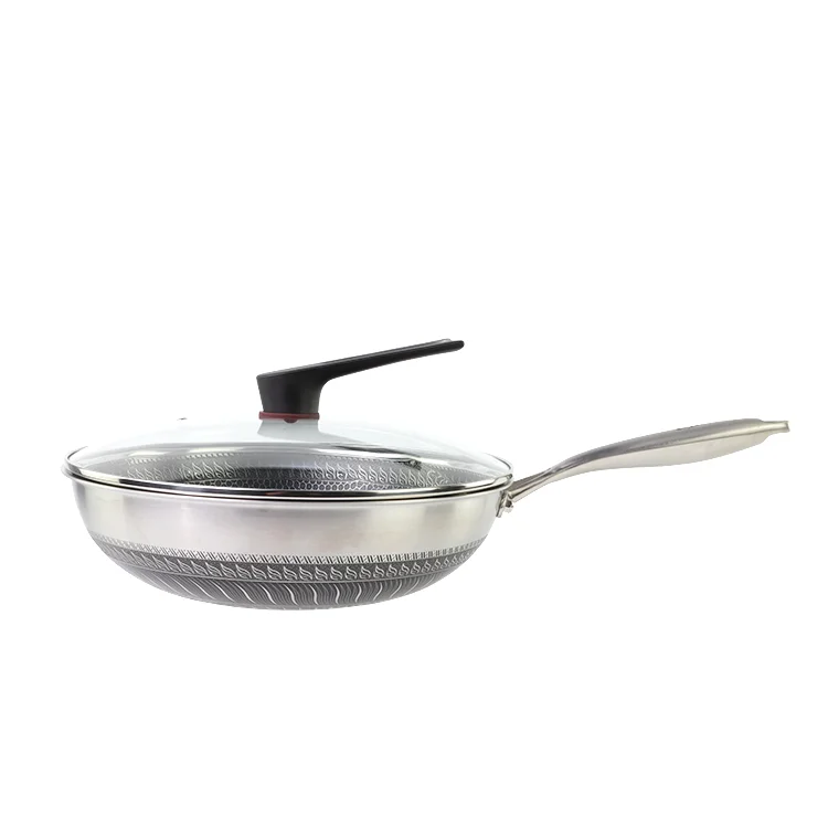 AXA Hot Selling Induction Wok Chinese Stainless Steel Non Stick Less Oil Cooking Healthy Diet Wok Pan Kitchen Accessories With L