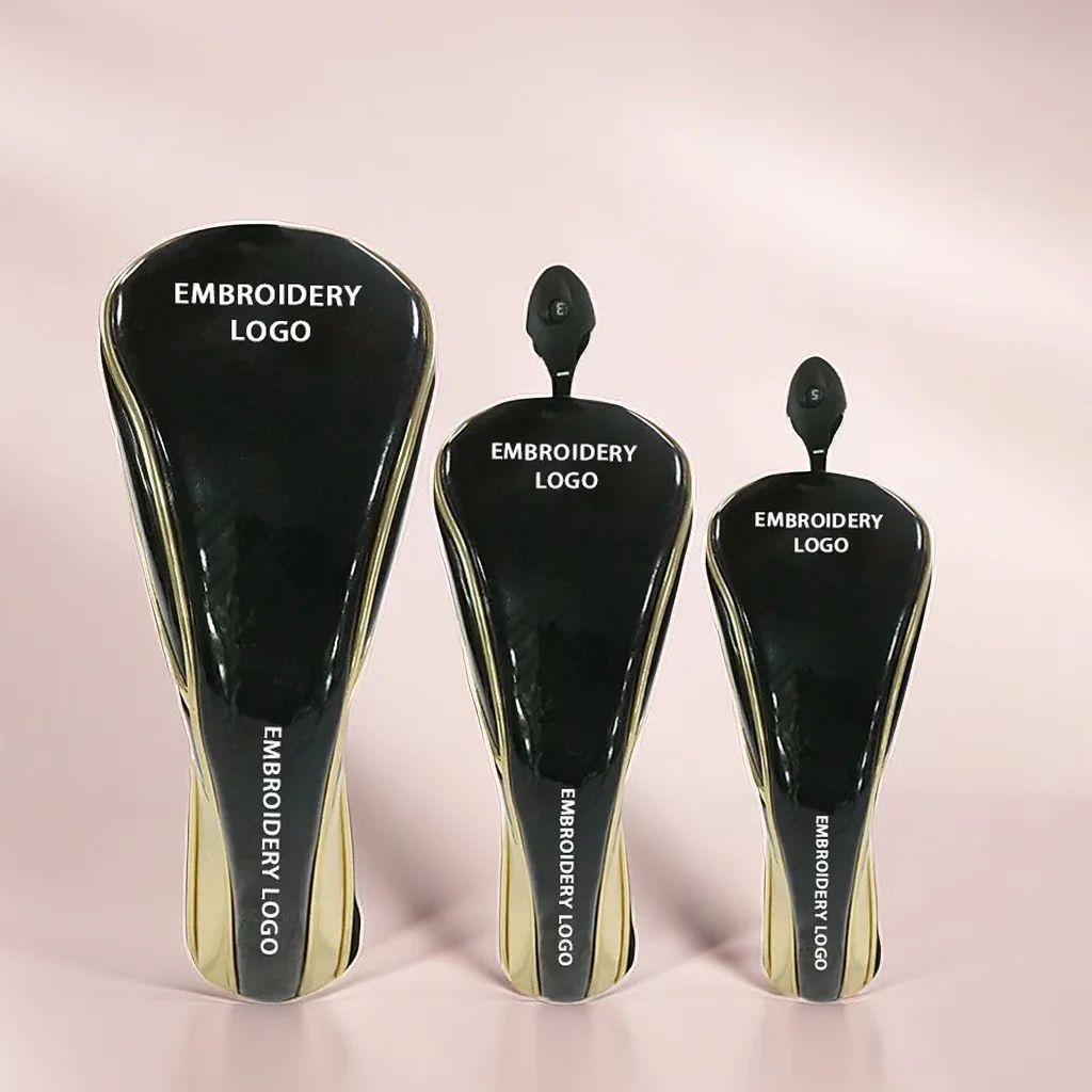 LOw MOQ Custom Embroidery Premium Leather Golf Club Headcover Driver Fairway Hybrid Woods Headcover