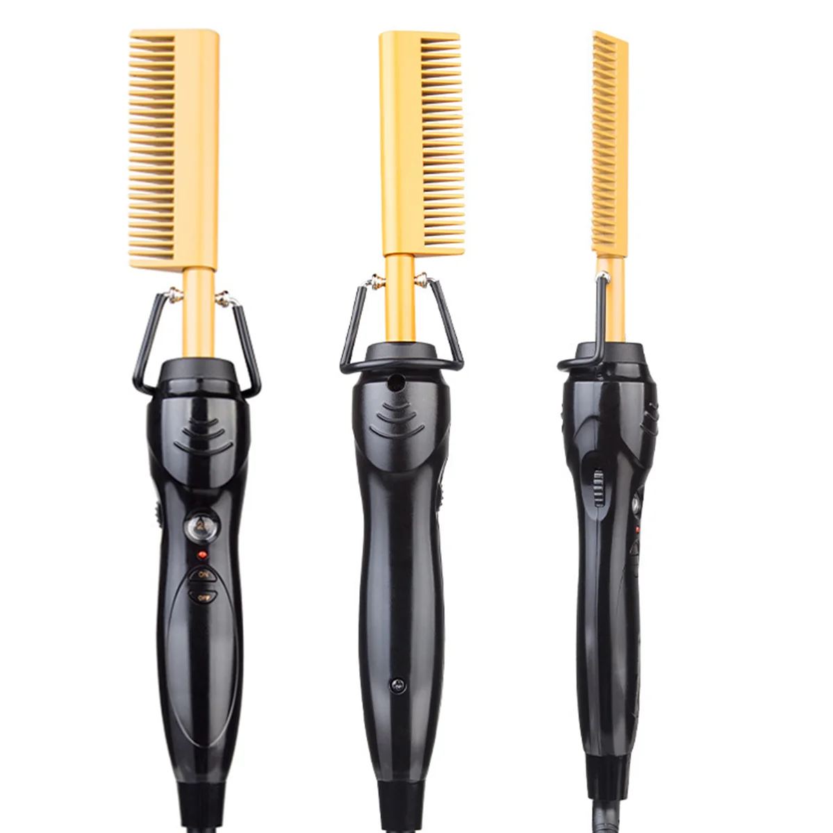 New electric hair copper comb Multifunctional Curling  2-in-1 Household curling iron Electric straight comb