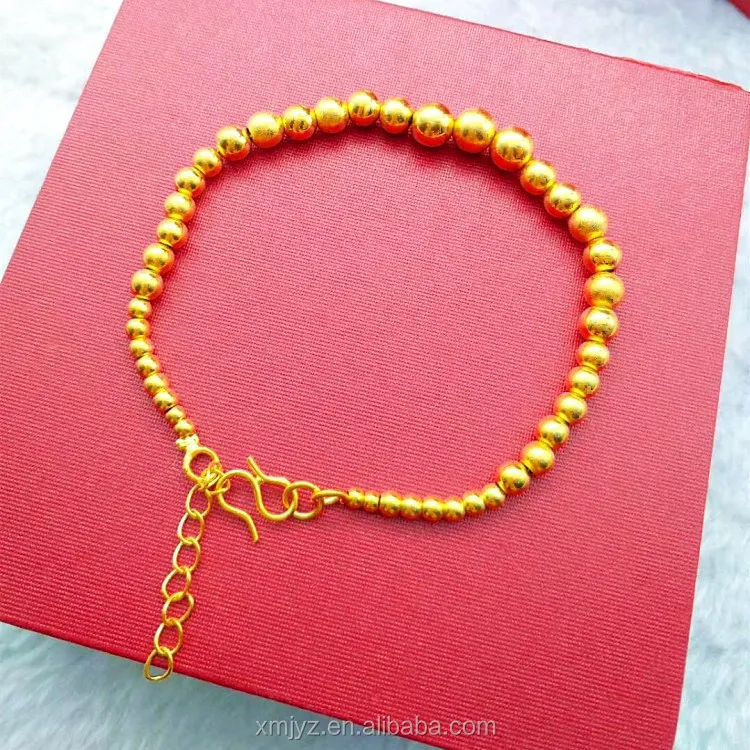 Dubai Jewelry blasted Matte Round Bead Braceletgilded Tower Bead Bracelet Exquisite Craftsmanship Gold Plated Ladies Jewelry