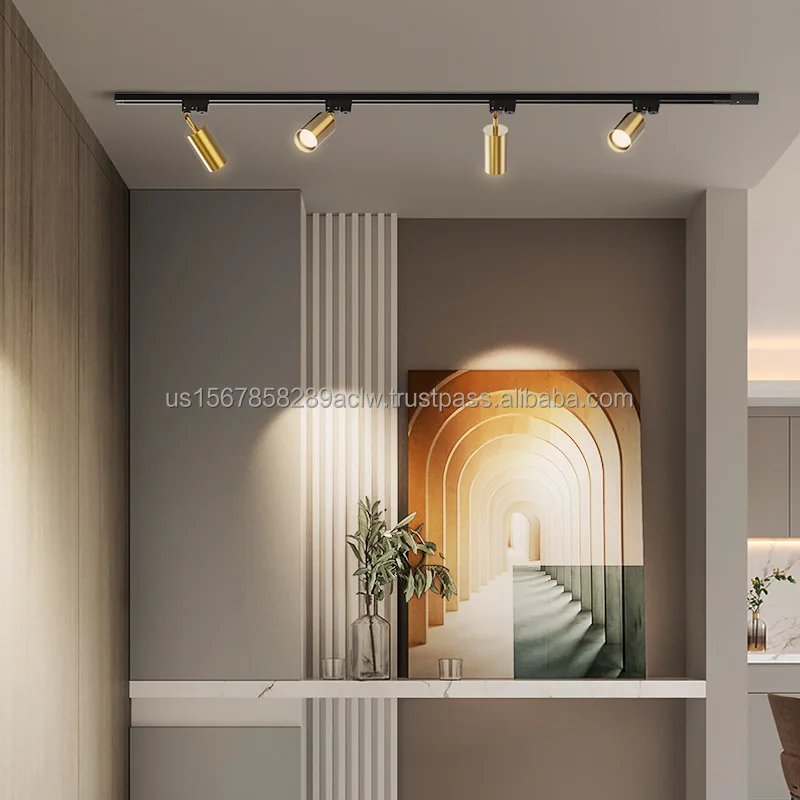 Hidden track strip light LED light track lighting system embedded with surface mounted magnetic absorption track spotlights