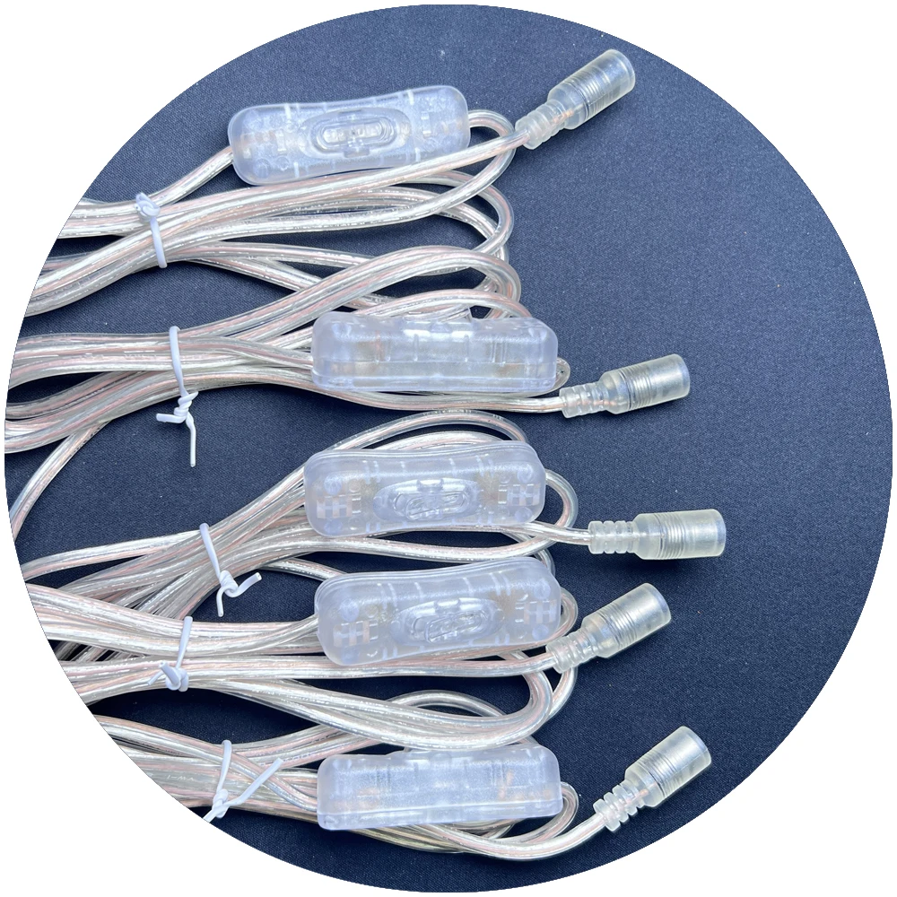 2.1 x 5.5 dc power connector wire transparent DC connector wire with 304 Switch transparent wires for neon led