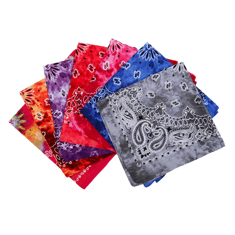 Оптовая продажа 100% хлопковый Галстук окрашенный квадратный шарф Открытый Многофункциональный спортивный мягкий бандана