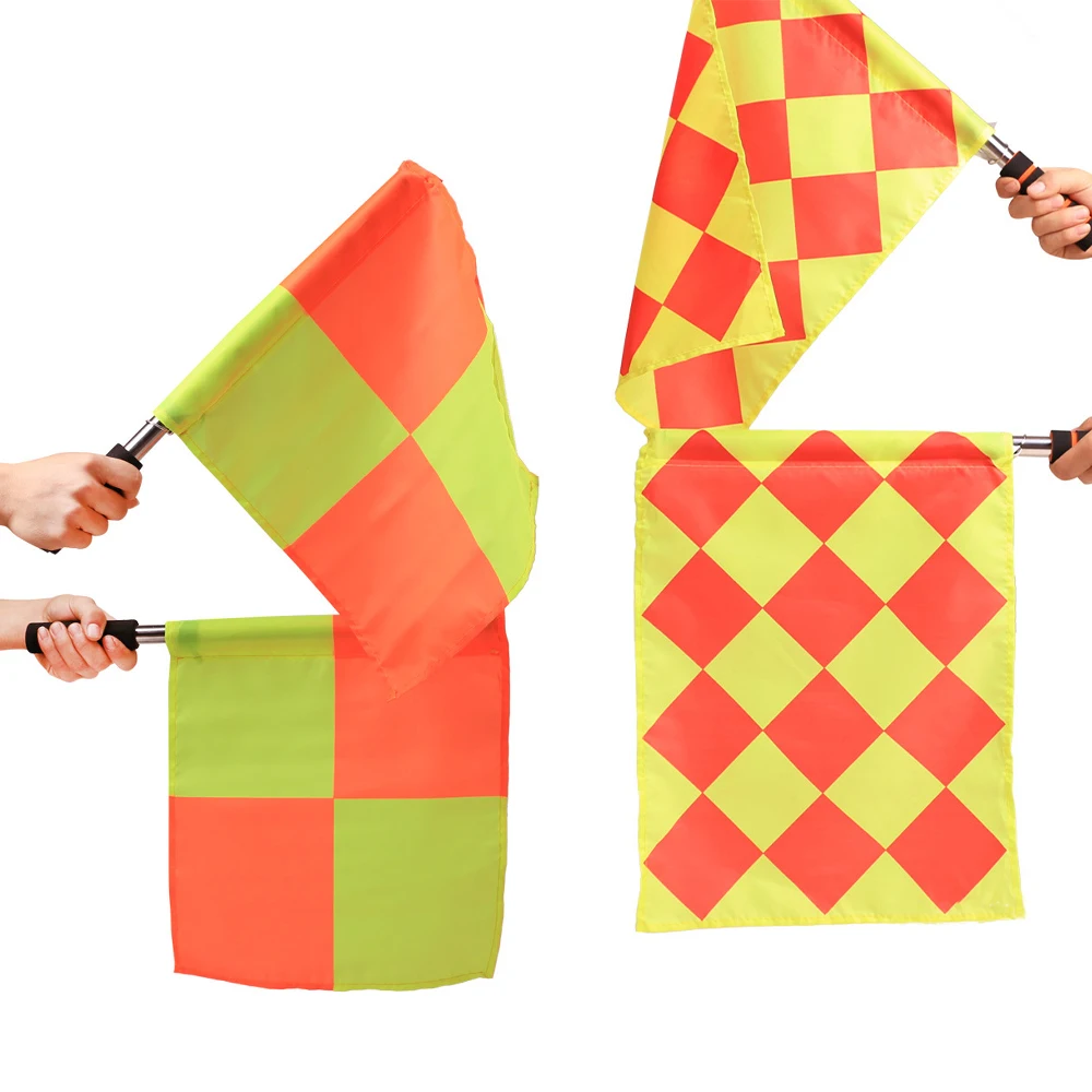 Soccer Linesman Referee Flags Football Referee Flags Metal Pole Foam Handle With Carring Tote Athletic Sport Game Flag