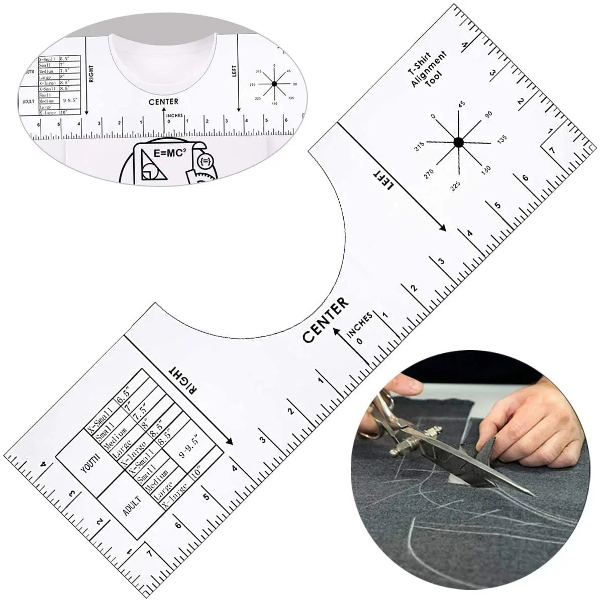 
RAYBIN 4pcs Placement Graphic Guide Home Daily Use Tool Transparent Acrylic t-shirt alignment ruler 