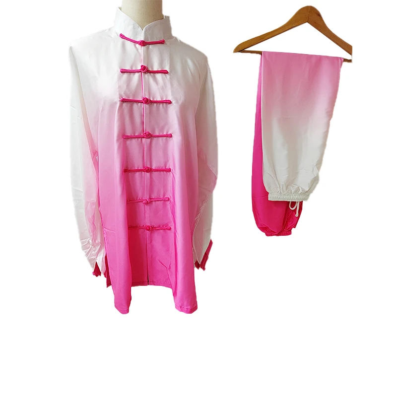 High Quality Marital Arts Uniforms  Kungfu Clothing Silk Womens Chinese Traditional Gradient Taiji Clothes Suits