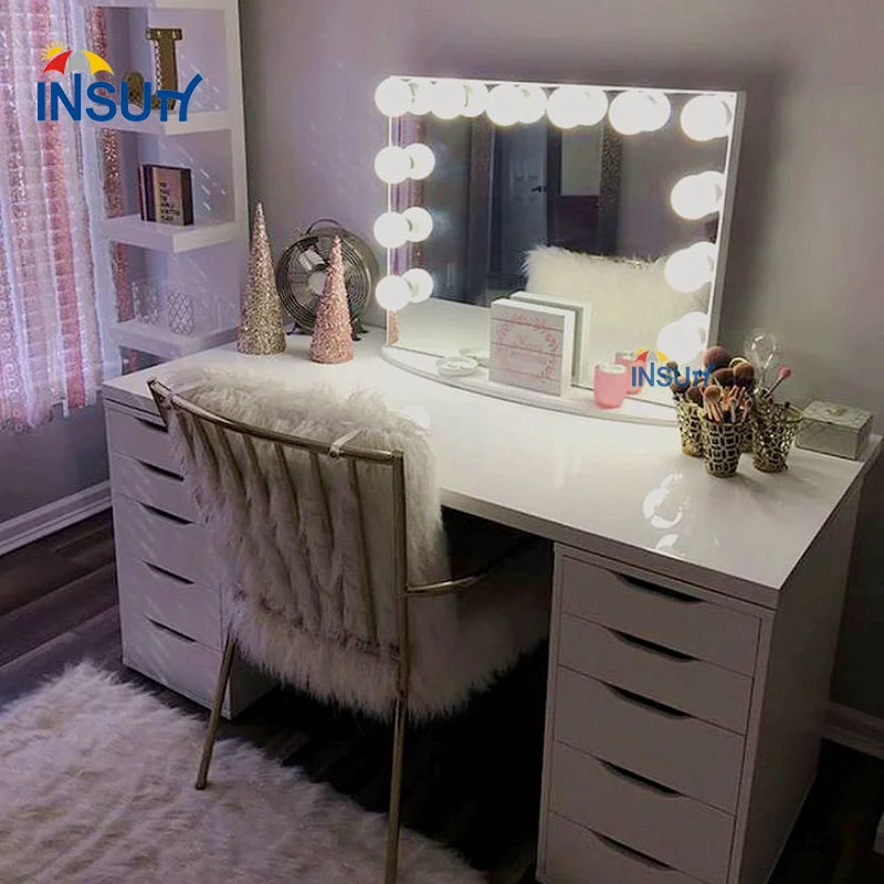Modern nail salon furniture makeup table throne dressing with mirror new design small vanity table for salon