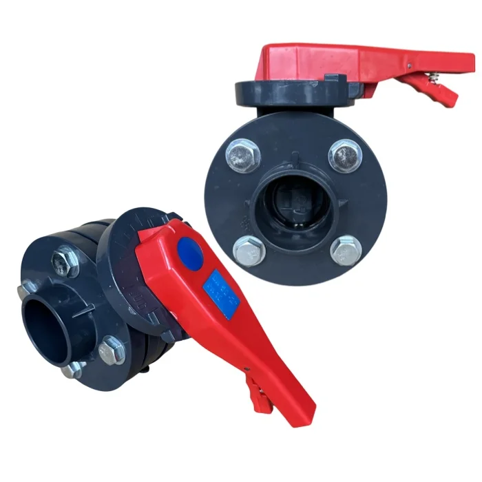 ATA price big sale agriculture water park 2inch to 8inch PVC/FRPP/ABS/PPH manual power flange butterfly valve set