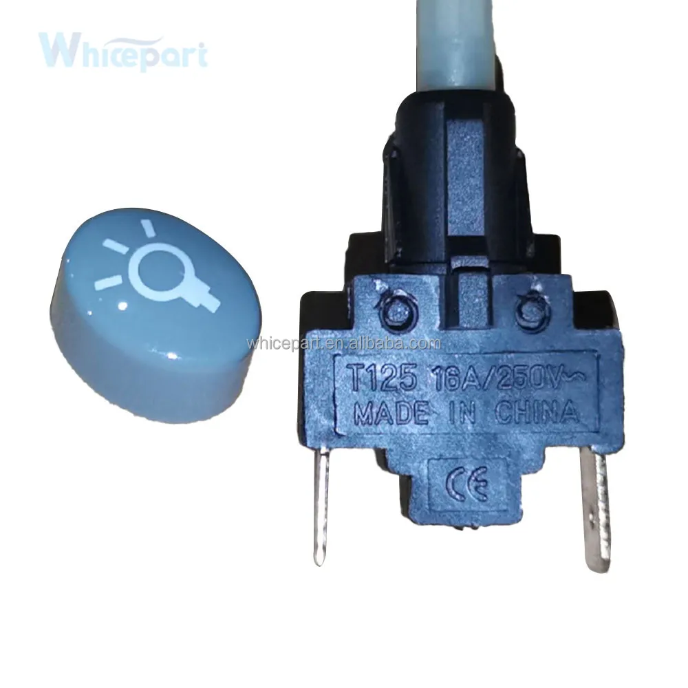 2P 250V 16A Chrome body grey cover oven switch gas cooker push button lamp switch oven switch KN-T125J for oven parts