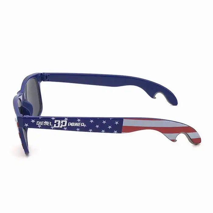 Custom Logo Sunglasses with Bottle Opener PC Lens Bottle Opener Sunglasses USA Flag Printing Sunglasses with Bottle Opener