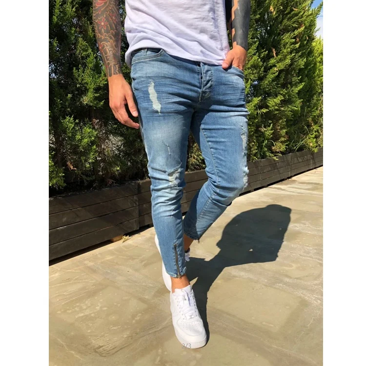  In Stock New Fashion Distress Ripped Skinny Slim Fit Men