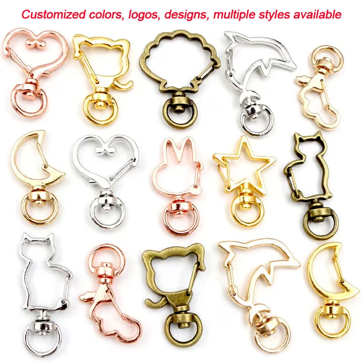Custom Diy Zinc Alloy Stainless Steel Gold Silver Metal Key Ring Swivel Trigger Clips Clasps Hook Lobster Claw Clasp Keychain