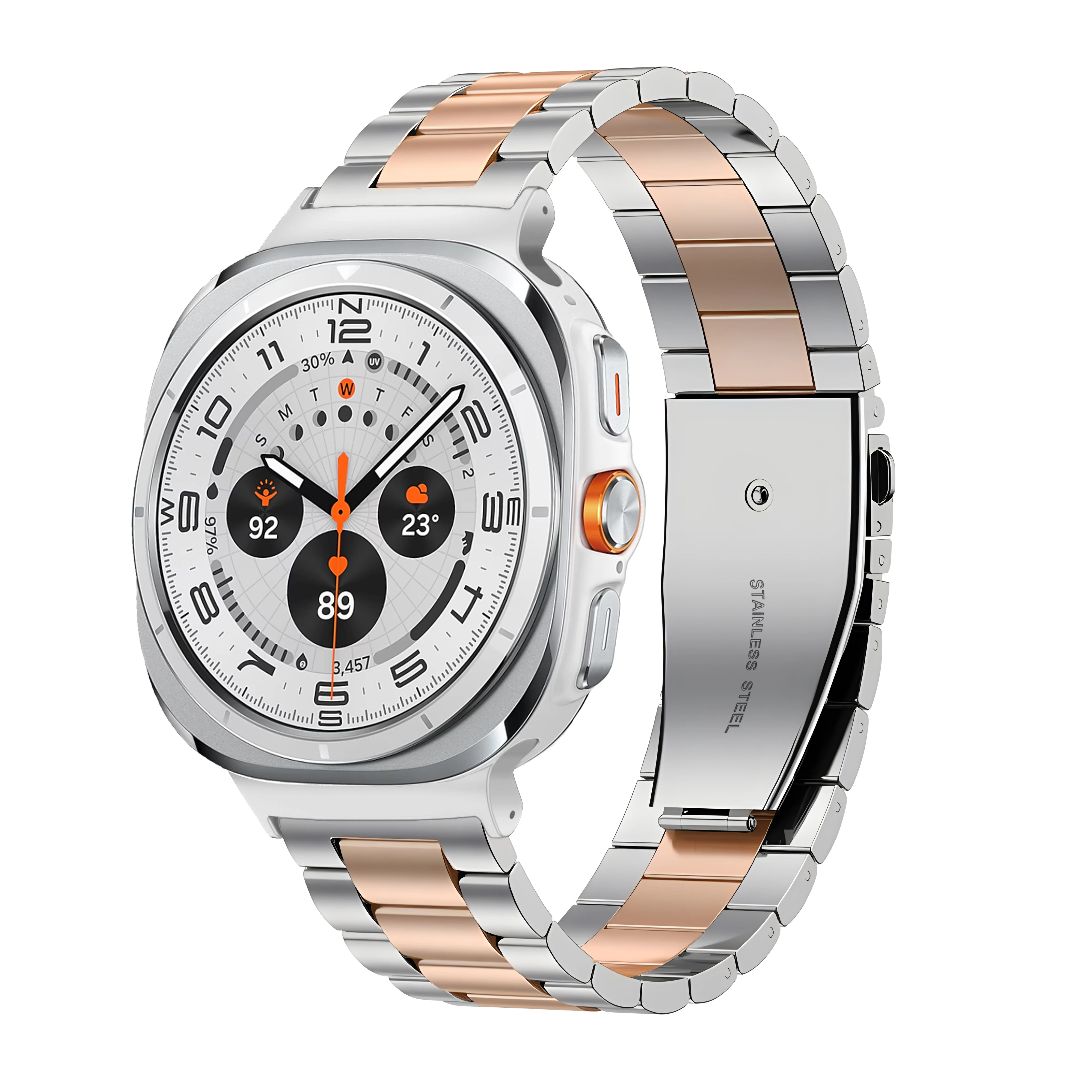 No Gaps Stainless Steel bands For Samsung Galaxy Watch7 ultra 47mm Metal Straps For Samsung Watch7 Ultra 3 beads Metal Bracelet