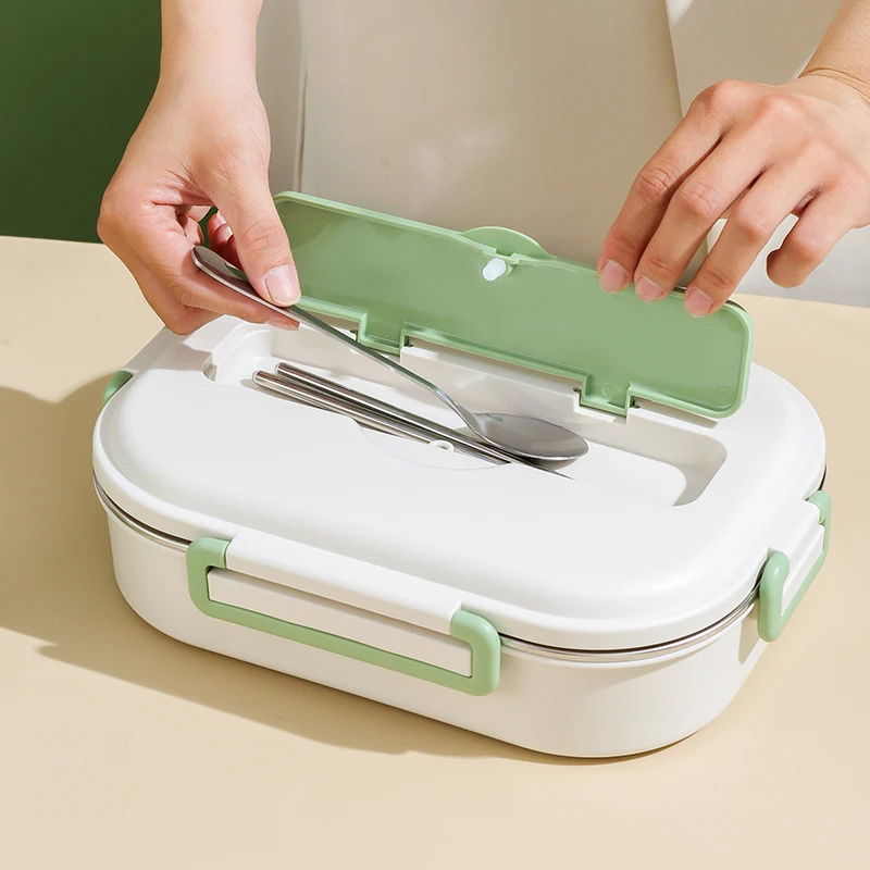 School 2 compartments food container cute Panda 304 stainless steel metal bento lunch box with cutlery and insulated bag for kid