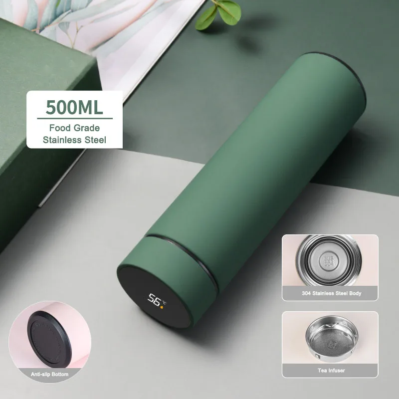 Water Bottle with LED Temperature Display Double Walled Smart Tea Infuser Water Bottle Stainless Steel Thermal Cup Travel Mug