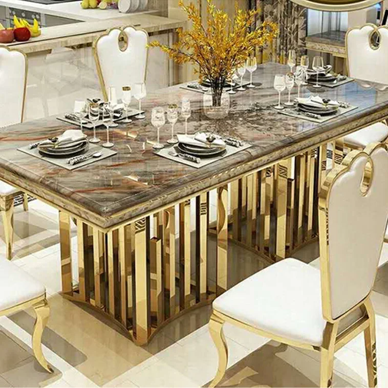 Restaurant furniture metal dining room set dining table set marble dining table for home