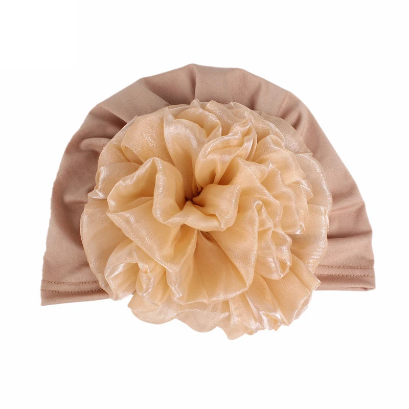 woman plain headwrap big flower bonnets turbans muslim head turban cap hijab fancy head wrap beanie sale for ladys