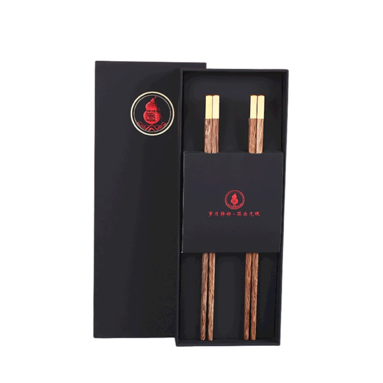 Environmental protection wooden chopsticks silk printing Fu metal head 2 double gift box