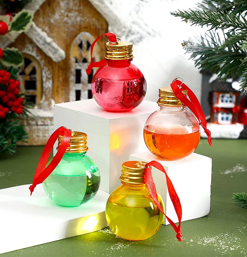 Hot Selling 50ml 100ml 250ml PET Plastic Ball Shape Christmas Tree Ornaments Sphere Bottle Juice Milk Tea Drink Bottle