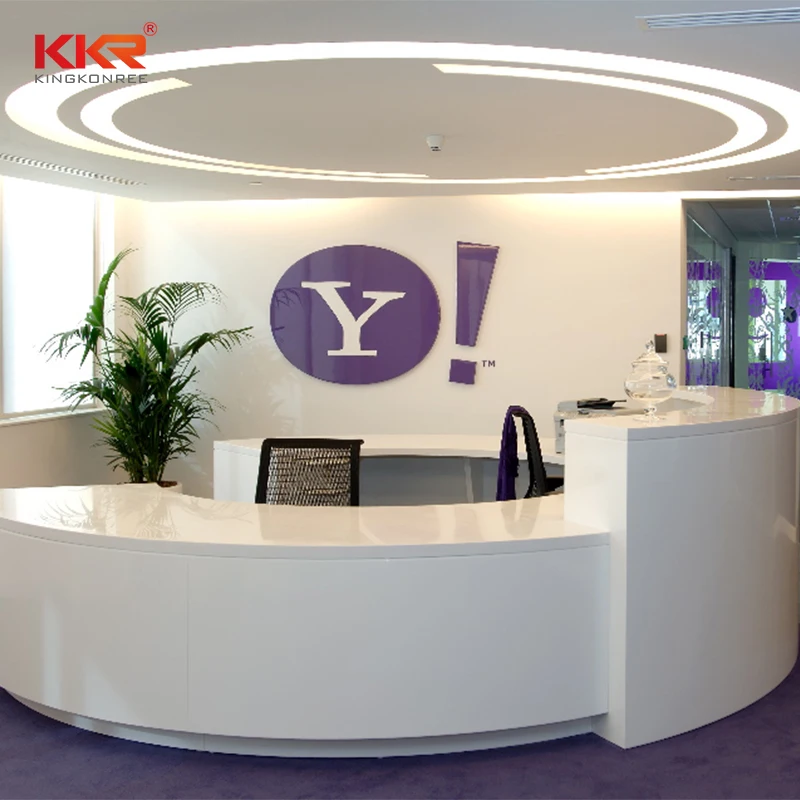 KKR Reception with Concrete Reception Counter Desk Office Reception Table Design