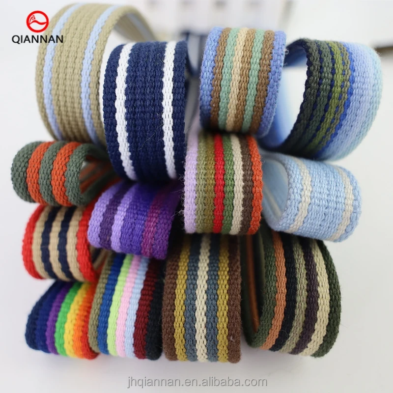 The Manufacturer Supplies Colored Striped Polyester Cotton Webbing  Case Bag Shoulder Belt Pet Traction Rope Strap Accessories