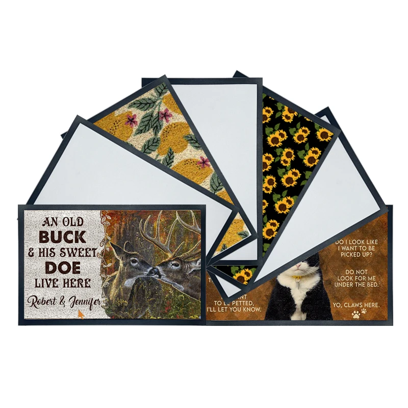 Blank Sublimation Polyester Rubber Personalized Bat Mat Door Mat Welcome Mat