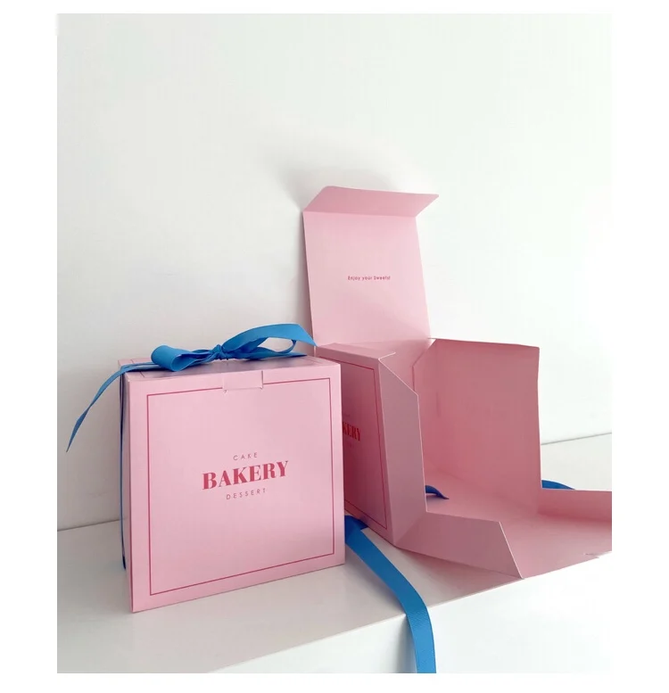 Color Aesthetics Pink Luxury Cake Mousse 5 Inch Cake Packaging Custom Printed Basque Cake Cheesecake Box