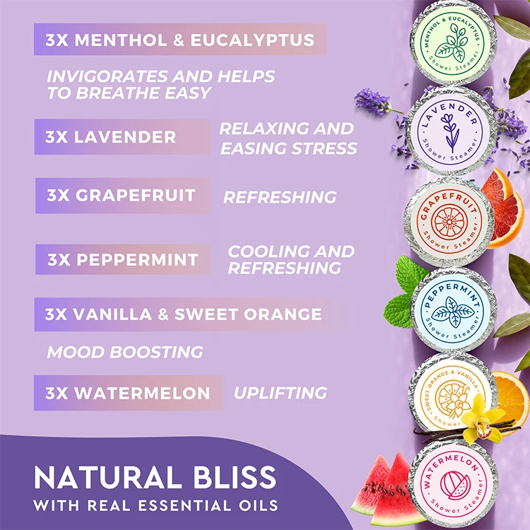 Natural Shower Steamer Aromatherapy Essential Oil Tablet Private Label Tray Organic Shower Steamers