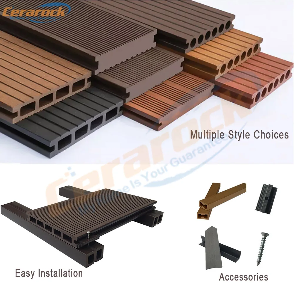 Deep 3D embossing outdoor wpc decking tile for outdoor project