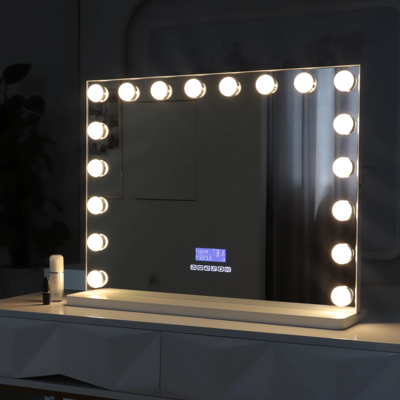 modern 60x80 15 led decorative living room vanity hollywood mirror with light bulb and Plug