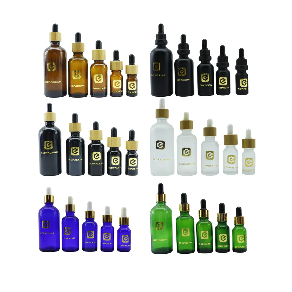 5ml 10ml 15ml 20ml 30ml 50ml 100ml essential oil bottle cosmetic packing frosted clear amber white black glass dropper bottles