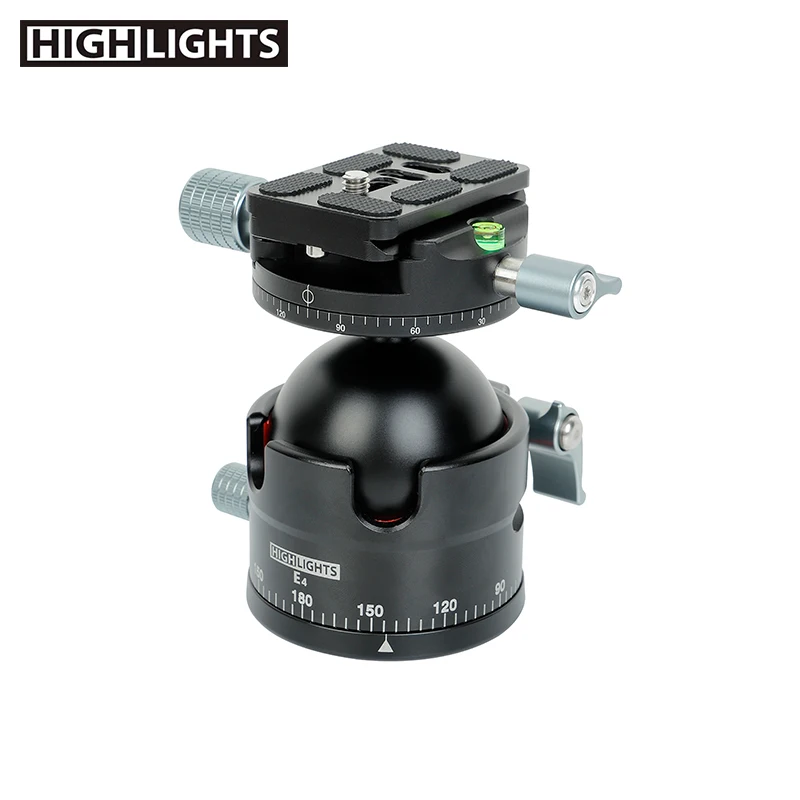 Black Universal Ball Head Adjustable Accessories QR Plate Monopod Photography Tripod Head