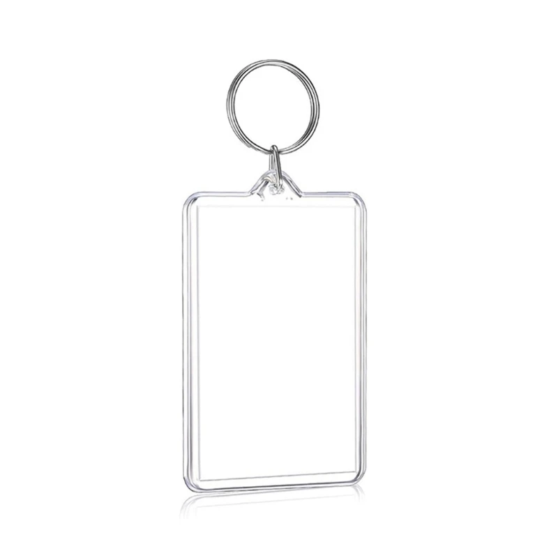 hoto Insert Keychains, Acrylic Clear Blank Keyrings Picture Frame Keyring with Split Ring for Personalised Customized