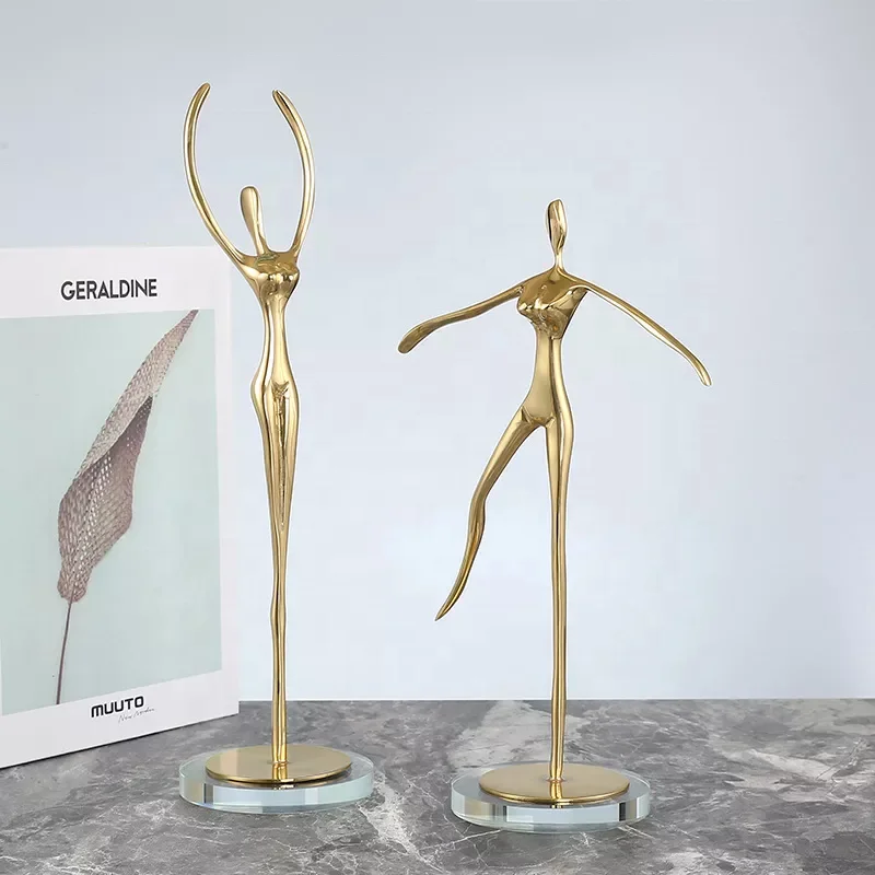 Decorative luxury bronze crystal ballet girl bronze crafts for gifts dance ballet ornaments