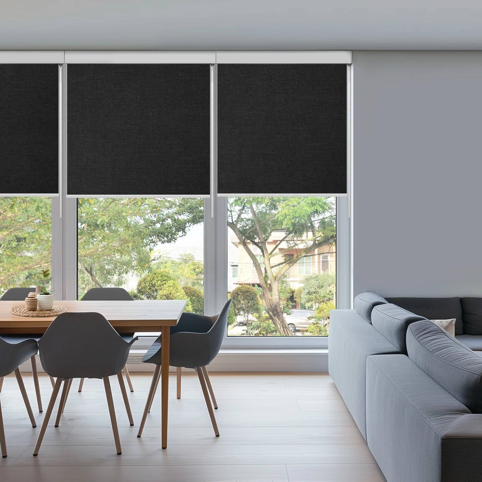 Motorized Smart Indoor Electric Roller Blinds Rechargeable Indoor Persianas Para Ventanas Blackout Roll Blind Curtains