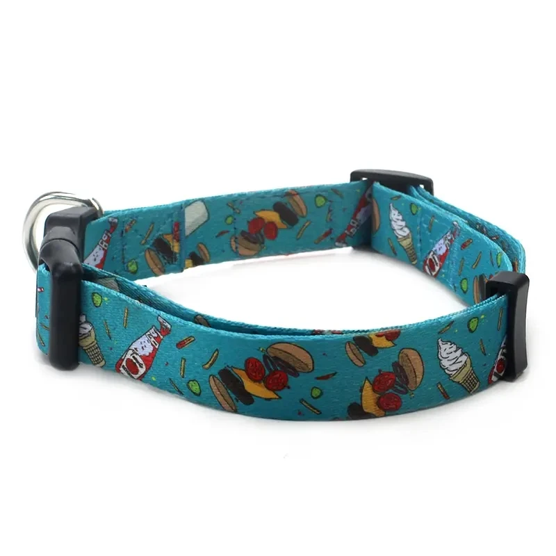 Personalized Sublimation Adjustable Pet Dog Cat Collars Durable Fashion Polyester  Dog Collars with Logo Custom