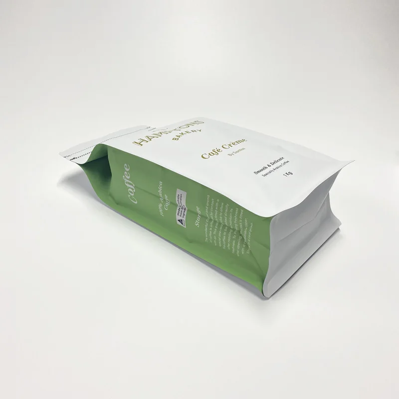 100g 250g 500g 1kg biodegradable resealable stand up zipper flat bottom zipper bags for coffee bean food snack packaging