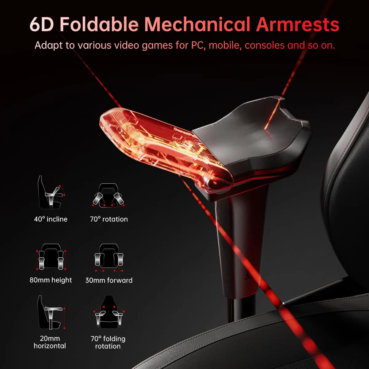 High-End Moulded Foam Revolving Massage Features Extendable Reclining Synthetic Leather Gaming Racing Gamer Chair