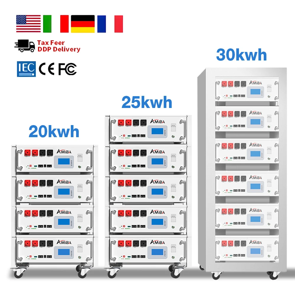 Amiba 48V 51.2V 5KWH 10KWH 15KWH LiFePO4 Battery 200ah Modular Rack Design For off grid Lithium Battery Solar System Home